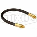 Dixon Grease Whip Hose Assembly, 18 in L, 3000 psi Operating, 1/8-27 MNPT, Brass GWH1800R